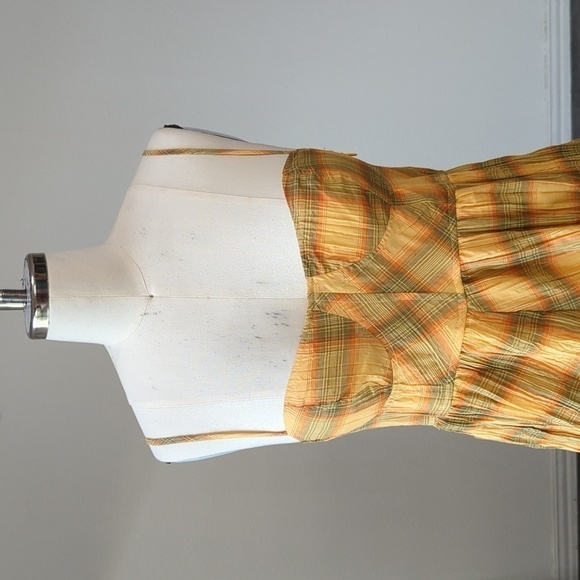 Urban Outfitters Plaid Sweetheart Neck Romper Yellow S punk summer beach boho - Picture 4 of 11